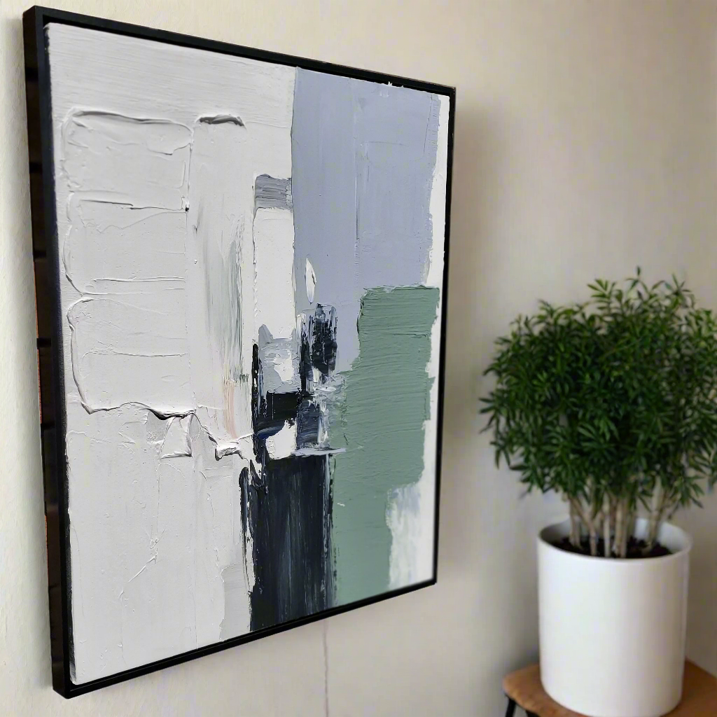 Muted Depths – Hand-Painted Oil on Canvas (20x24in) Gallery Wrapped with Frame